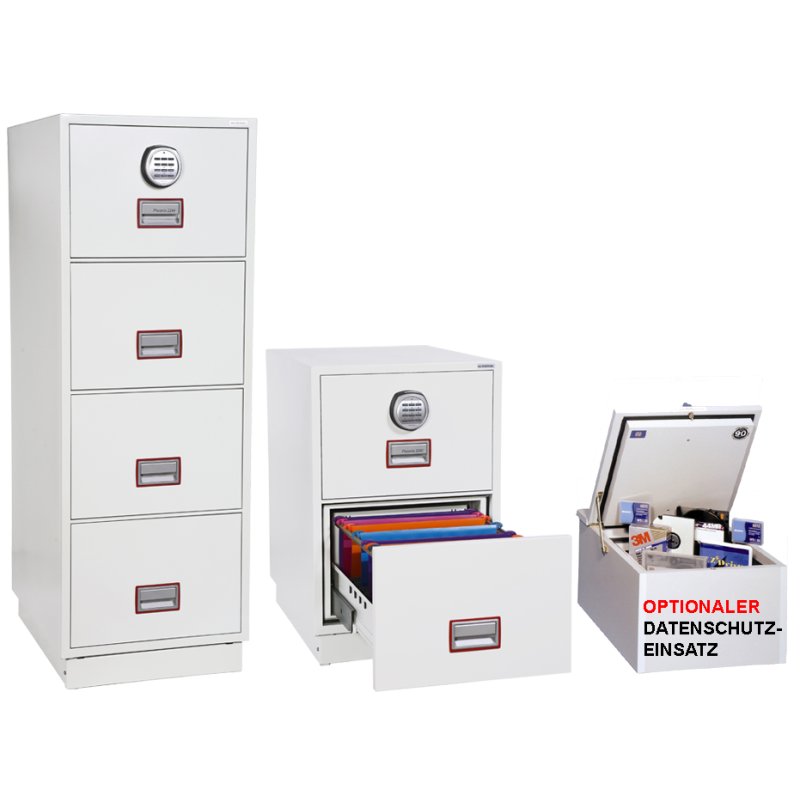 phoenix armoire ignifuge pour documents EXCEL FIREFILE, protection incendie 90 minutes, 2 tiroirs, blanc signal
